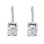5x7mm Oval Prong-Set Clear CZ Sterling Silver Stud Earrings - e446